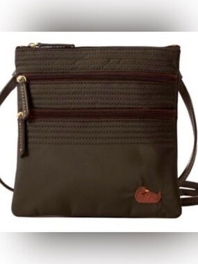 Dooney & Bourke crossbody triple zip bag nylon bag Brown Excellent Condition